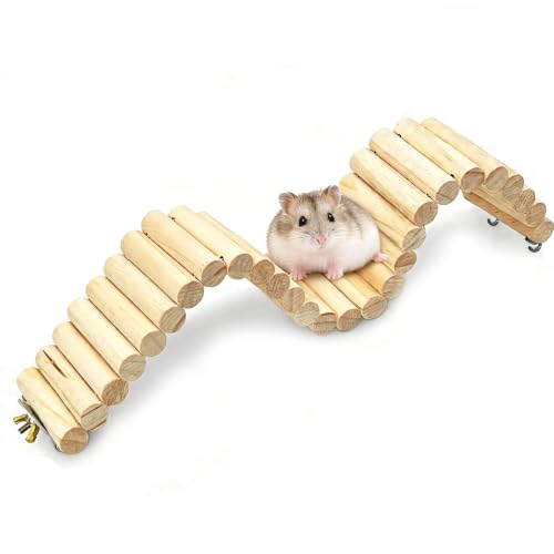 15.7x2.4In Wood Hamster Bridge Climb Toys for Rat Gerbil Sugar Glider Mice