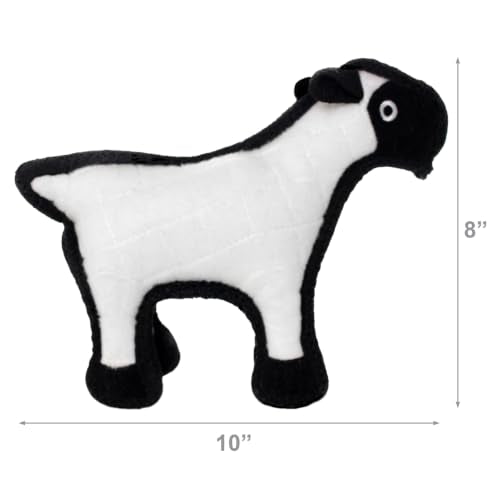 TUFFY® 2 Pack Bull Sheep Small Ultra Durable Plush Dog Toys - color: Brown Jr Bull Black White Jr Sheep