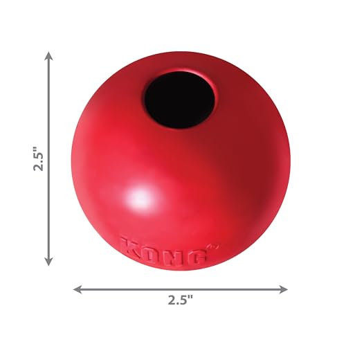 KONG Ball with Hole, Natural Rubber Fetch Toy, Red, for Small Dogs - size: Small