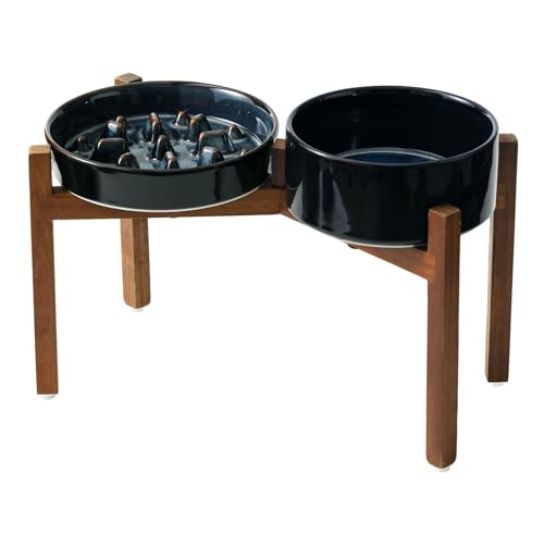 Havniva Raised Slow Feeder Dog Bowls, Elevated Dog Bowls Slow Feeder Set - color: 2 x Starry Sky + Stand - C, size: L- 8.2inch / 1.6 Cups