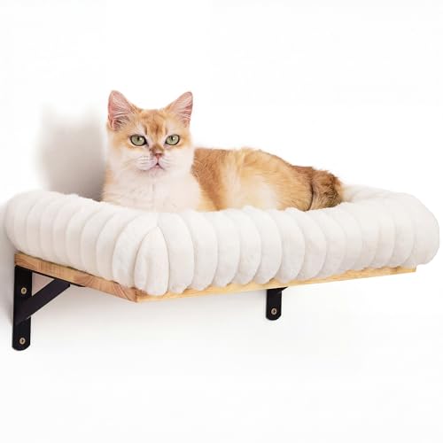 FUKUMARU Cat Wall Shelves, 17 x 10 Inch, Soft Cushion - color: White