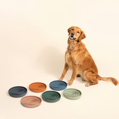 Slow Feeder Dog Bowl - Silicone Dog Bowl, Large, 9.5" x 1.5" - Ocean - color: Ocean - Rainbow Design, size: Large (9.5” Across and 1.5” Tall)