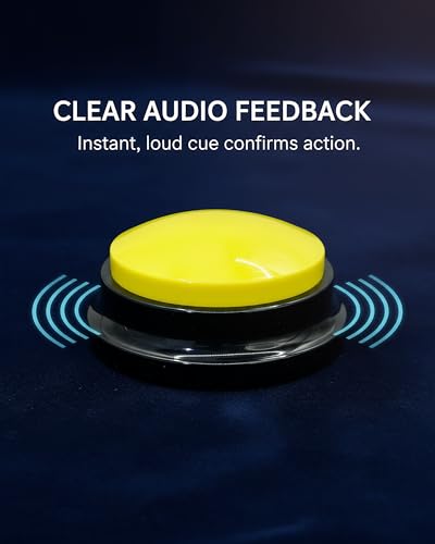 Dog Buttons for Communication Voice Recording Buttons for Classroom and Pet Training 30-Second Record & Playback Dog Buttons for Study, Office, Family, and Kids (Yellow, one) - color: Yellow