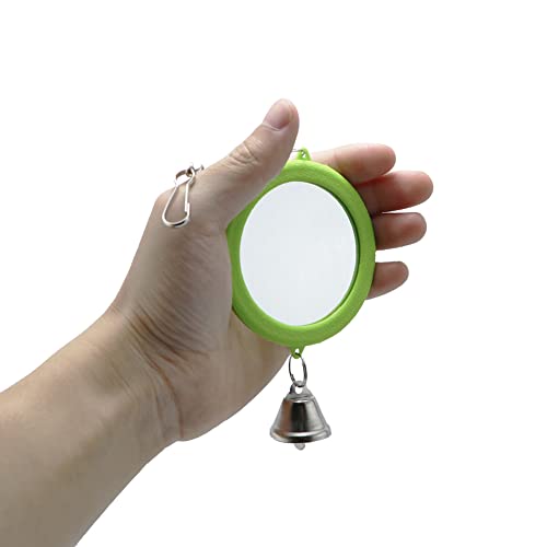 Litewoo 3-Piece Bird Mirror Toy with Bell for Parrot Cage, 3 Round - color: B - 3* Round