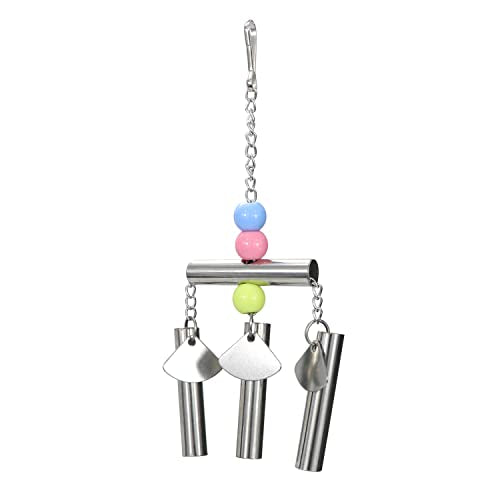Wontee Stainless Steel Bird Bells String Toy Hanging Chew for Parrots, C - style: C (Bird Bell Toy)