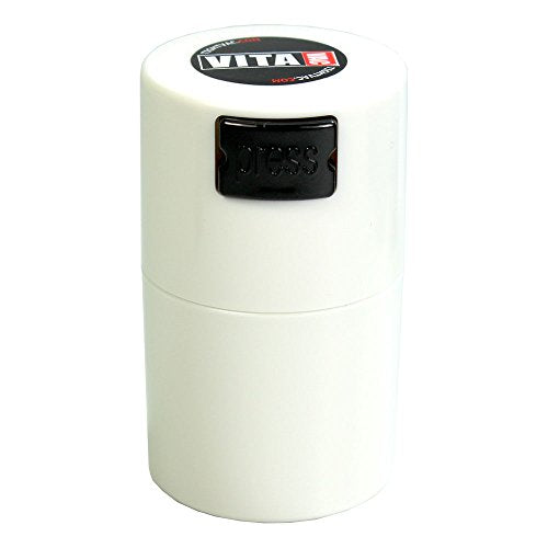Vitavac 5g to 20g Airtight Vacuum Seal Portable Container, White - color: White