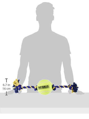 PetSport Mega Tuff Ball Tug Dog Toy - Mega Tennis Balls for Large Dogs, Dog Tug Toys, Great for Boredom & Aggressive Chewers, Dog Toy, Certified Non-Toxic, Won’t Wear Down Teeth - 6" - size: 6 inch (Pack of 1)