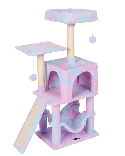 Cut Cat Tree Cat Tower Condo with Hammock Kittens Scratching Post Rainbow - color: Rainbow