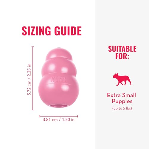 KONG Puppy, Natural Rubber Teething Chew Toy, for XS Puppies, Pink - color: Pink, size: Extra Small (Pack of 1)