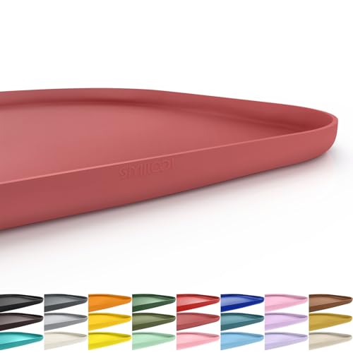SMILOOL Waterproof Silicone Pet Food Mat with Raised Edge for Dog & Cat - color: Erythrinus, size: 22"L x 14"W