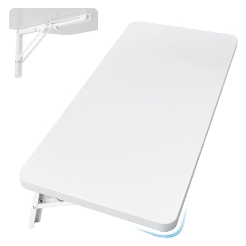 Neoaider Upgrade Wall Mounted Folding Table 31.5”L x 15.7”W, White - color: White, size: 31.5" x 15.7"