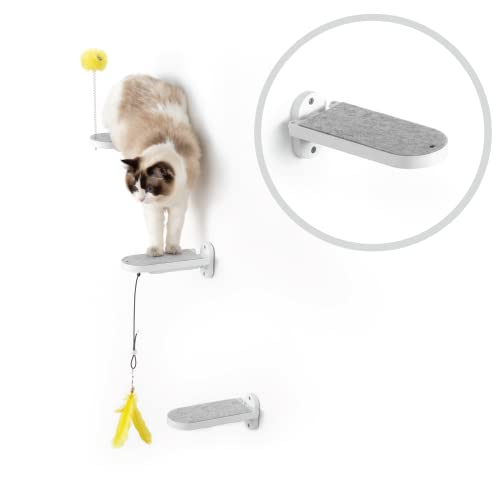 SVD.PET 3-Pack Cat Climbing Stairs with Replaceable Felt Pad, Cat Shelves & Toys for Medium & Large Cats (White) - color: White, size: Climbing Step x 3