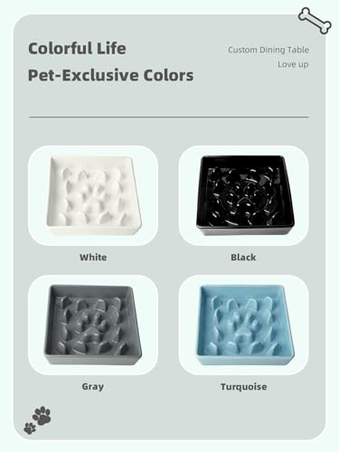 Ceramic 1.8 Cup for Small & Medium Breeds Slow Feeder Dog Bowl (White) - color: White