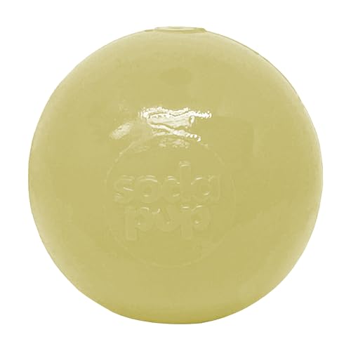 SodaPup Squeaker Ball – Durable Dog Ball Toy, Chew Toy & Floating Retrieving Toy with Squeaker Made in USA from Non-Toxic, Pet-Safe, Food Safe Rubber Material for Bonding, Physical Exercise, & More - color: Glow in the Dark Ball, size: Medium