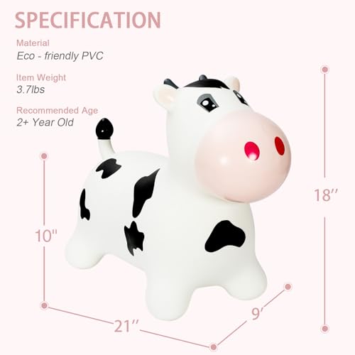 INPANY Bouncy Horse, Cow Hopper for Cowboys, Kid Gifts Toy, Pump Included - color: Black and White