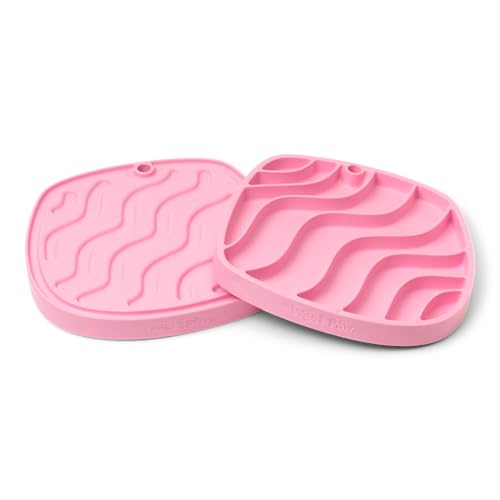 West Paw Seaflex Waves Feast Mat – All-in-One, Slow Feeder, Lick Mat – Encourages Foraging & Food Exploration - Engages Picky Eaters & Slow Feeding - Versatile – Easy to Clean, Non-Toxic - Bubblegum - color: Bubblegum, size: Waves