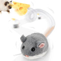 Migipaws Interactive MigiMouse Cat Toy 360° Rolling & Spin with Mesh Plastic Tail for Indoor Cats Smart Motion Sensor, Realistic Squeak, Rechargeable Plush Kitten Toy(Grey)