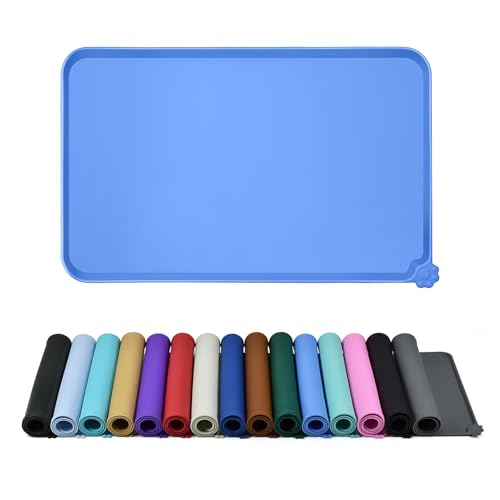 Reopet Silicone Pet Feeding Mat - Waterproof & Non-Slip Dog Cat Placemat - color: Blue, size: 24" x 16"