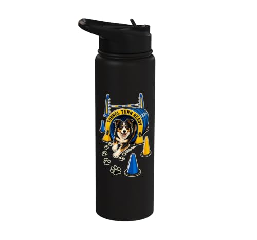 TUNNEL TURN READY Dog Agility Course, Training, Jump Bar Stainless Steel Insulated Water Bottle - color: Black