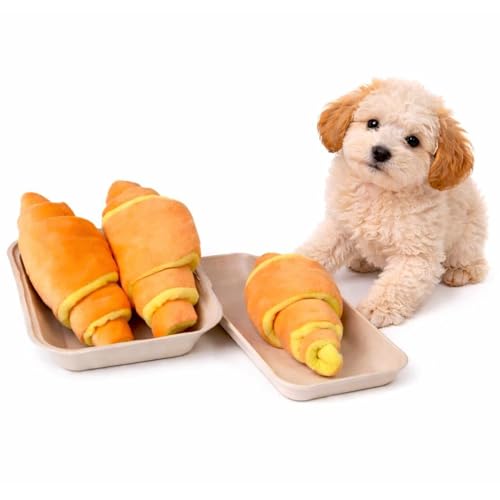 Kalika Dog Toys for Small Dogs – Interactive Dog Toy, Dog Enrichment Toy, Snuffle Mat Dog Puzzle Toy for Puppies, Plush Dog Chew Toy for Boredom & Mental Stimulation (Croissant Plush Toy)