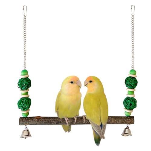 Bird Swing Conure Toys, Parrot Climbing Hammock for Parakeet, Lovebird, Budgie, Cockatiel, Conure, Small Birds - color: GreenRattan