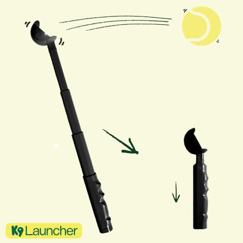 Kompact9 | Retractable Pocket-Sized Ball Launcher, Eco-Friendly & Portable Dog Fetch Toy, Made from Recycled Plastic, UK Designed, Fits Standard Tennis Balls Perfect Dog Exercise Equipment | Black
