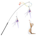 Pawaboo Cat Feather Wand Interactive Toy, 2 Feathers + 1 Wand with Bell - color: Purple
