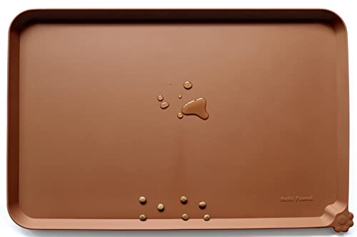 Hoki Found X-Large Silicone Pet Food Mats - Non Slip Pet Dog Cat Bowl Mats - Caramel - color: Caramel, size: 28"L x 20"W
