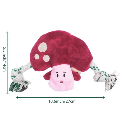 Green Sheep Puppy Plush Dog Toy, No Stuffing Squeaky Toy with Recycled Cotton Rope for Teething, Comfort and Gentle Play, Small Dogs and Puppies, Chew Toy, Mushroom - color: Mushroom