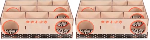 Hemobllo Hamster Wooden Maze Tunnel Activity Toy for Dwarf Hamsters and Mice, Interactive Maze for Small Pets, Fun Exercise Hideout (Pack of 2) - size: 19.8X15.5X6CM (Pack of 2)