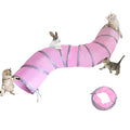 2-Way Long Collapsible Cat Tunnel Tube Toy Pink - color: Pink Grey