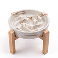 Elevated Ceramic Slow Feeder Dog Bowls Anti-Choking Slow Feeding for Medium& Large Anti-Slip Non-Lead & Toxic Durable Easy to Clean Maze Slow Feeder Bowl（8.66in Marble Brown Stars Pattern） - color: Marble Brown Stars Pattern, size: 3.6Cup