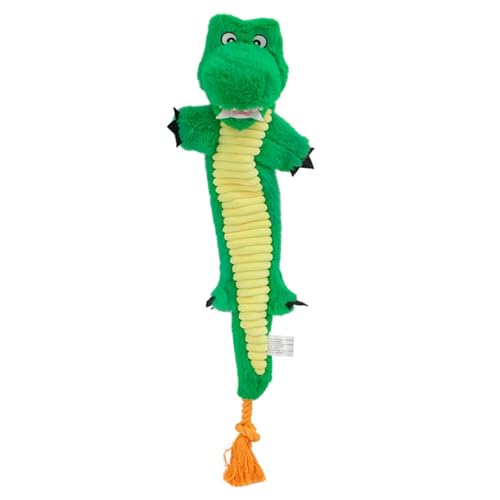 Dog Rope Toy Plush Squeaky Chew Tug of War Toy - Green Alligator - color: Green Alligator