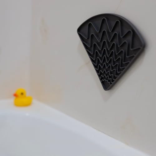 Messy Mutts Triangle Dog Lick Mat, Suction Cups, Cool Grey