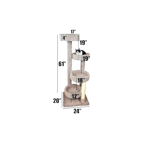 New Cat Condos Cat Tree, Beige - color: Beige