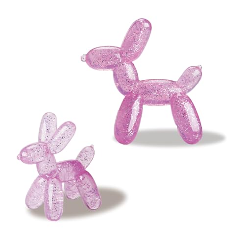 Dog Chew Toys Set – Large & Small Balloon Dog Shape, Durable Plastic Chew Toys for Small, Medium & Large Dogs, Interactive Toys for Boredom Relief & Dental Health (Pink, 2-Pack)