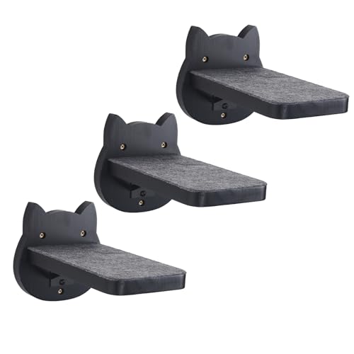 ESPETS Black Painted Solid Wood Cat Wall Climbing Steps, Set of 3 - color: Black