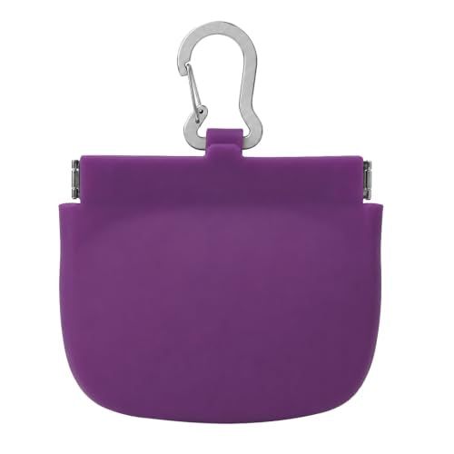 Silicone Dog Treat Pouch for Pet Training One-Hand Access One Cup Silicone Treat Bag with Pull Tab and Auto Closing Lid Treat Pouches for Leash(Color: Purple) - color: Purple