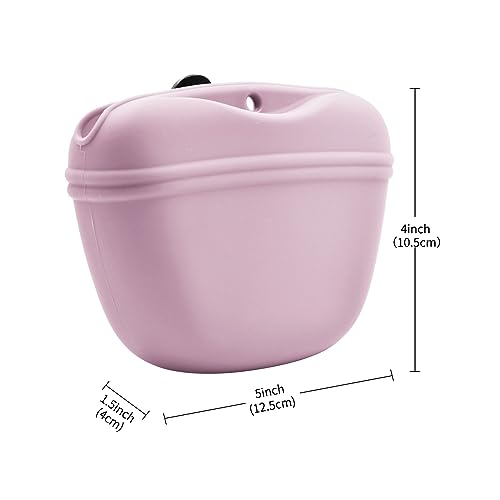 AUDWUD Silicone Dog Treat Pouch with Clicker Magnetic Closure Secure Clip - color: Peach Pink, size: 1 Pack