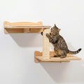 Cat Wall Shelves, 2-Tier Cat Shelves with Sisal Scratching Post, Sisal Mat Solid Pine Wood Wall Mounted Cat Climbing Furniture, Modular Design - size: 2-Tier