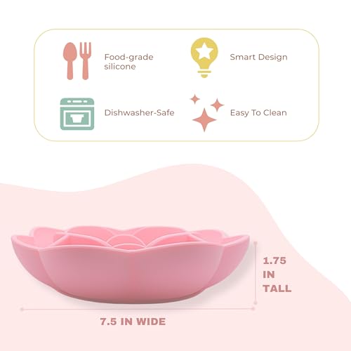 Hanara Sillicone Slow Feeder Dog Bowls & Lick Mat with Suction Bottom | Rose Petals Design | Promotes better digestion, prevent choking | Dish Washer Safe | Great Size For All Breed (Rose Quartz Pink) - color: Rose Quartz Pink