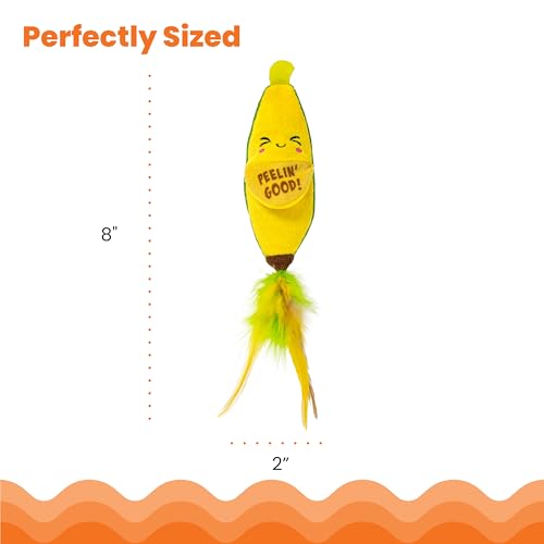 Catstages Kicker Peelin' Good Banana Dental Cat Toy with Catnip, 8" - color: Banana Kicker