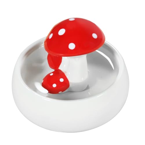 Niteangel Hamster Feeding & Water Bowls- Mushroom Ceramics Series Food Dish Feeding Bowls for Dwarf Syrian Hamsters Gerbils Mice Rats or Other Similar-Sized Small Pets (Water Bowl) (Pack of 2) - size: Water Bottle (Pack of 2)