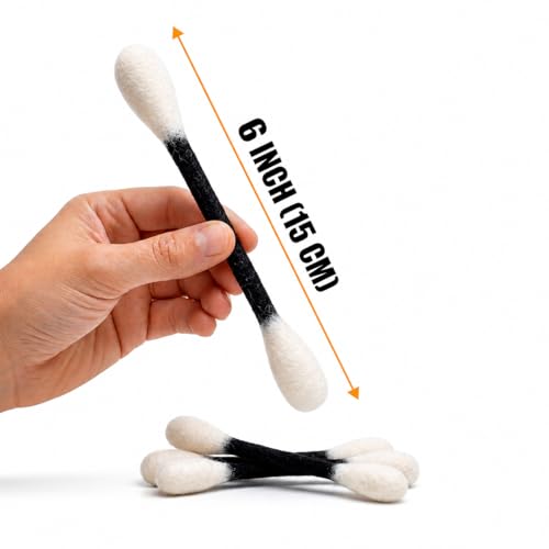 Glaciart One Swabs Cat Toys with Catnip - 6 Pk | Durable for Chew, Cute Cat Toys Interactive Kitty for Boredom, Exercise, & Play | Filled w/Organic Catnip for Anxiety & as Digestive Aid | Gift Idea - color: Black Swabs, size: Regular