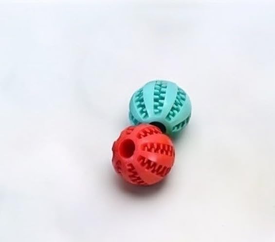 Rubber Dog Chew Ball Toy, Treat-Dispensing, Dental Cleaning, for Puppies and Large Dogs (Mini) - size: Mini
