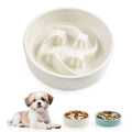 Ceramic Slow Feeder Dog Bowls, 0.6 Cups Dog Food Dish for Small Breed - color: Beige-M