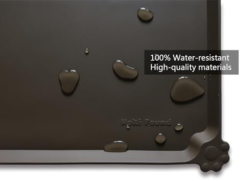 Hoki Found X-Large Silicone Pet Food Mat Tray - Non-Slip Dog and Cat Bowl Placemat - Waterproof Feeding Mat for Carpet - Coffee - color: Coffee, size: 28"L x 20"W