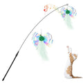 Pawaboo Cat Feather Wand Interactive Toy, 2 Feathers + 1 Wand with Bell - color: Green Butterfly