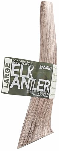 Elk Antlers for Dogs – Large Whole Natural Chew (Ideal for 40-70 lb Dogs) - size: Large, style: Whole