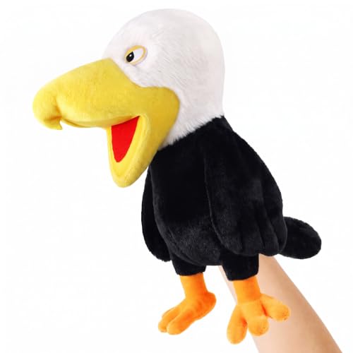 Animal Hand Puppets 11 Inch Bird Plush Toucan Owl Eagle Parrot Flamingo Peacock Puppet Toys Role-Play Puppets for Kids Storytelling Imaginative Pretend Play Teaching Preschool(Eagle) - style: Eagle